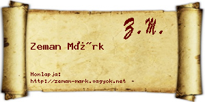 Zeman Márk névjegykártya